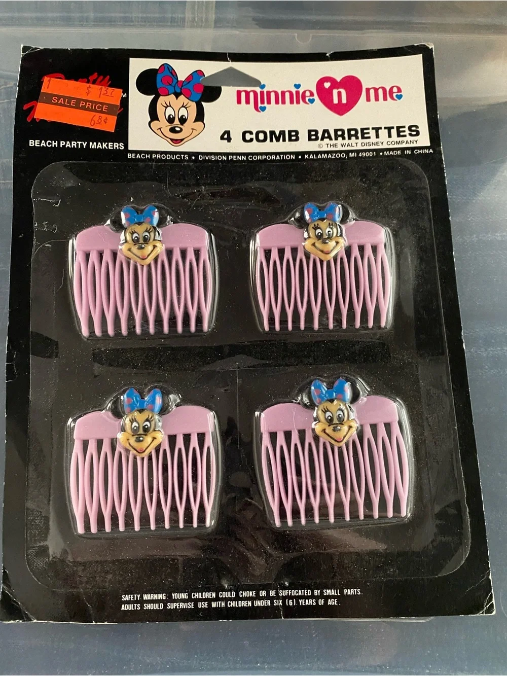Vintage Minnie N Me NIP Comb Barrettes Minnie Mouse Pink Plastic Hair Mouse4